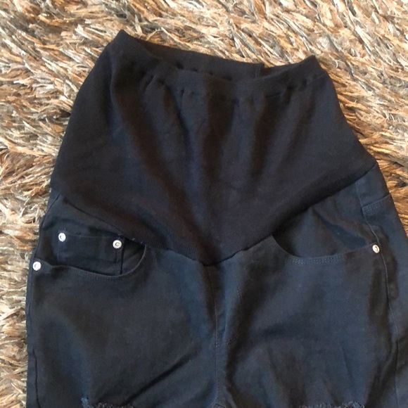 NWT BooHoo Blue Maternity Distressed Over The Bump Skinny Jeans  Size 6 - Picture 11 of 16